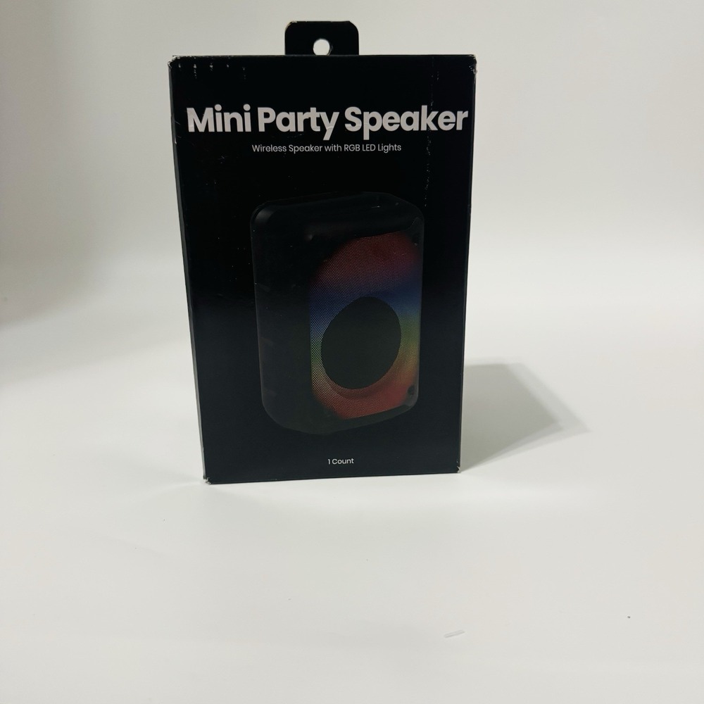 Mini Party Wireless Speaker 5W Black USB-C 1500mAh RGB LED Lights